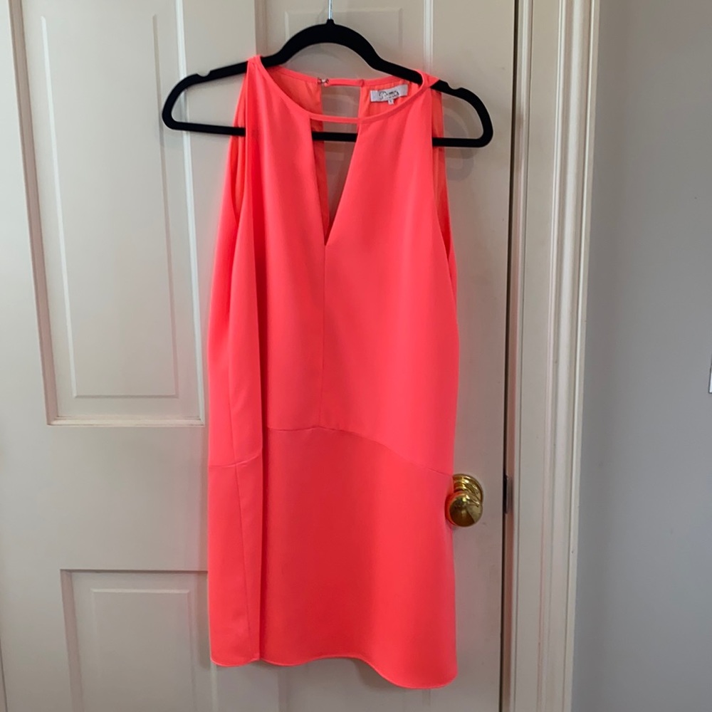 Parker Shift Dress - neon pink with v cut out!